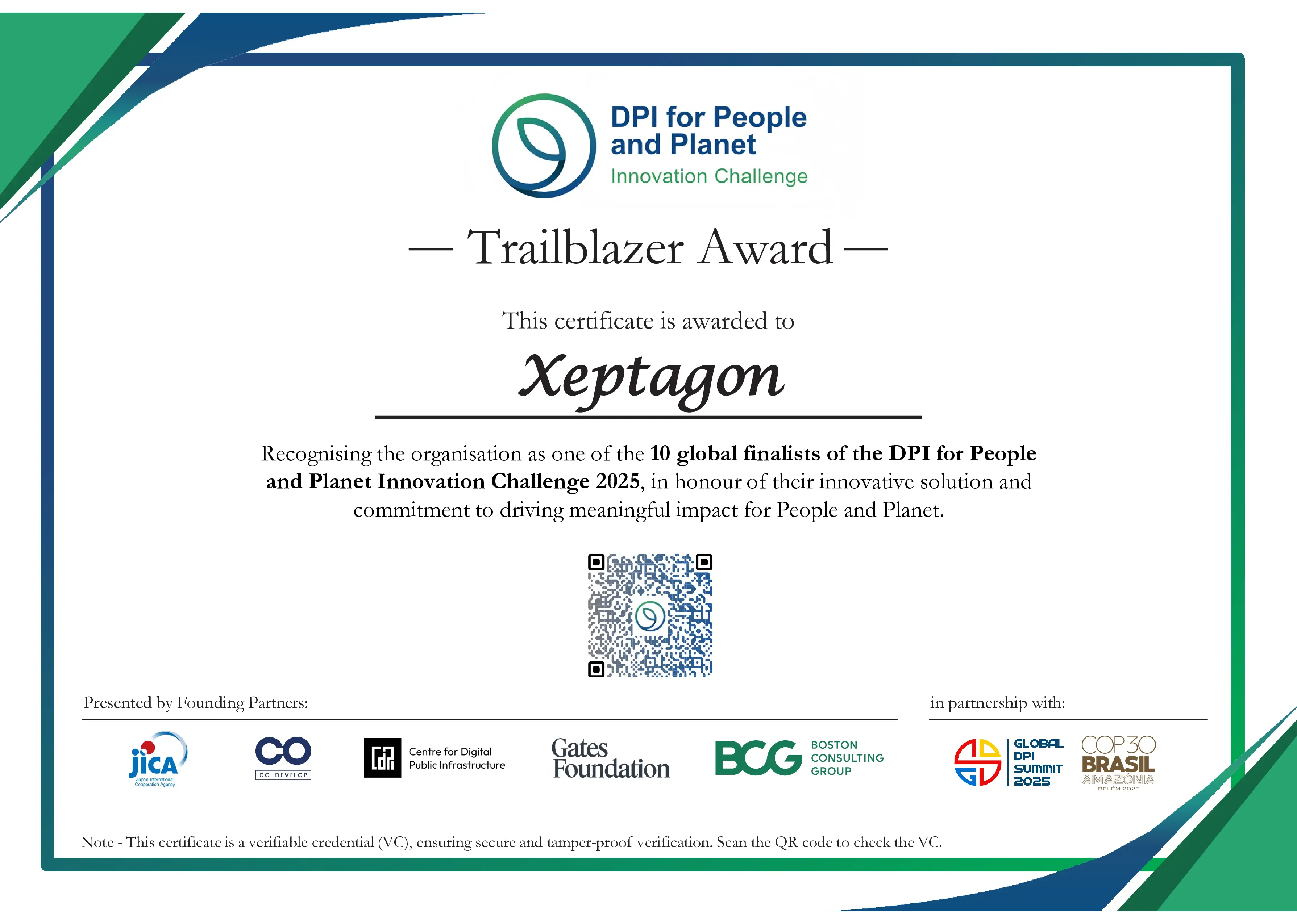 Cerificate of Recognition DPI